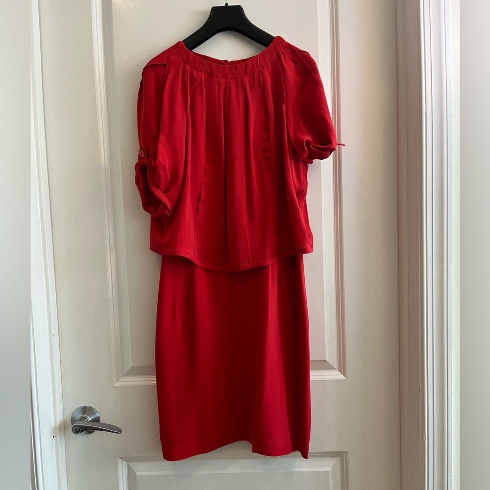 Zac Pozen Red Silk Elegant Dress, size 8